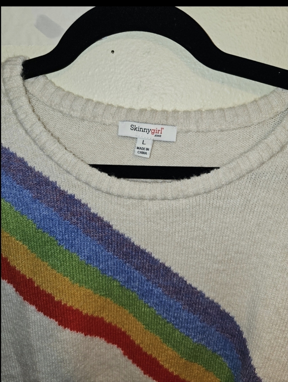 SkinnyGirl Sz. Large White/rainbow Sweater - Picture 6 of 6